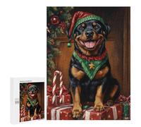 Christmas Rottweiler with Presents Puzzle 1000 Pièces Educa Jouet en Bois Cadeau Unique Décoration Intérieure Jeu Éducatif Challenge Toy Adultes Et Enfants À Partir De 14 Ans 500 PCS