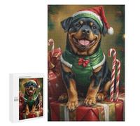 Christmas Rottweiler with Presents Puzzle 1000 Pièces Educa Jouet en Bois Cadeau Unique Décoration Intérieure Jeu Éducatif Challenge Toy Adultes Et Enfants À Partir De 14 Ans 1000 PCS
