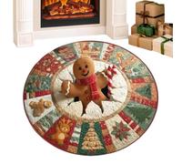 Christmas Round Rug - Optical Illusion Floor Mat - Holiday Home Decor | 100cm Festive Living Room Rug Apartment Holiday Party Living Room Bedroom Nursery Kitchen Entryway Front Door Beside the