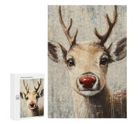 Christmas Rudolph Reindeer Art Print Puzzle 1000 Pièces Educa Jouet en Bois Cadeau Unique Décoration Intérieure Jeu Éducatif Challenge Toy Adultes Et Enfants À Partir De 14 Ans 300 PCS