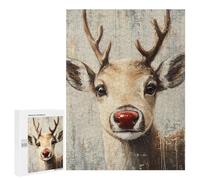 Christmas Rudolph Reindeer Art Print Puzzle 1000 Pièces Educa Jouet en Bois Cadeau Unique Décoration Intérieure Jeu Éducatif Challenge Toy Adultes Et Enfants À Partir De 14 Ans 500 PCS