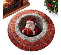 Christmas Rug Decorative Washable Santa Claus Carpet Seasonal Holiday Illusion Floor Mat for Entrance Hallway Living Room Bathroom