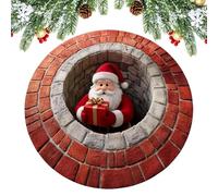 Christmas Rug Decorative Washable Santa Claus Carpet Seasonal Holiday Illusion Floor Mat for Entrance Hallway Living Room Bathroom