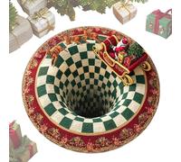 Christmas Rug, Round Mat with Soft Texture, Non Slip Carpet for Holiday, Optical Illusion Design, Easy Clean Feature, Floor Tool, Festive Accessory for Home and Apartment 23.62 inches