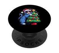 Christmas Russian Blue Cat Sunglasses Russian Blues Maltese PopSockets PopGrip Adhésif