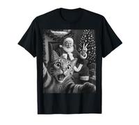 Christmas Santa Claus Merry X-Mas Funny Cat Selfie Homme Femme T-Shirt