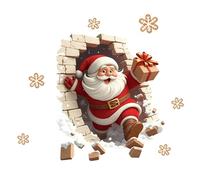 Christmas Santa Claus Wall Decal - 3D Breaking Wall Sticker for Holiday Decoration | Removable Home Decor for Bathroom, Living Room, Bedroom, Kitchen, Office, Classroom
