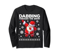 Christmas Santa Dabbing Through The Snow Xmas Kids Boys Dab Manche Longue