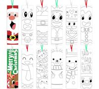 Christmas Santa DIY Bookmarks - 75pcs Christmas Color Your Own Bookmarks Kids DIY Coloring Blank Party Game Prize Goodie Bag Fillers Gift Tags Reading Enthusiasts Students Classroom Reward