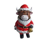 Christmas Santa Highland Cow - Resin Statue, 3D Holiday Resin Highland Cattle Sculpture | Scottish Cow Figurine Ornament Decoration for Table Centerpiece, Home Shelf, Fireplace & Festive Holiday Displ
