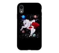 Christmas Santa Riding Unicorn in Space Funny Xmas Coque pour iPhone XR