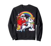 Christmas Santa Riding Unicorn Xmas Gifts Women Men Rainbow Sweatshirt