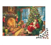 Christmas Santa Room Colourful Santa by Fireplace 1000 Pcs Jigsaw for Adults Beautifully Illustrated Challenging 70x50cm/1000pcs