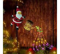 Christmas Santa Solar Kettle Lights Garden Lawn Decorative Lights, Solar Christmas Light Outdoor Decorations, Hanging Santa Kettle Ground Lamp for Pathway, Patio, Lawn & Yard Décor Gift