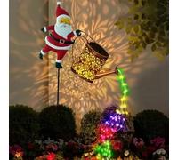 Christmas Santa Solar Kettle Lights Garden Lawn Decorative Lights, Solar Christmas Light Outdoor Decorations, Hanging Santa Kettle Ground Lamp for Pathway, Patio, Lawn & Yard Décor Gift