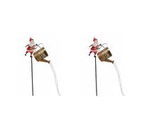 Christmas Santa Solar Kettle Lights, Kettle Ground Lamp, Solar Santa Claus Watering Can with LED Light for Outside Patio Yard Christmas Gardening Gifts-Warm lights-2pcs