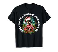 Christmas Sausage Dog Walking in A Weenie Wonderland Wiener T-Shirt
