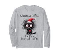 Christmas Saying Cats Christmas is Fine I'm Fine Cat Manche Longue
