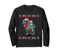Christmas Scottish Terrier T-Rex Dinosaur Scottie Terriers Manche Longue