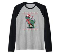 Christmas Scottish Terrier T-Rex Dinosaur Scottie Terriers Manche Raglan