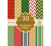 Christmas Scrapbook Paper 8.5 x 11, 30 Double-Sided Festive Sheets, Classic Holiday Patterns in Red, Green & Gold, Chevron & Stripe Designs for Card Making, Gift Wrapping & Seasonal Crafts