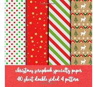 Christmas Scrapbook Specialtypaper - 40 Sheet Double Sided 4 Pattern: Collection Kit Paper For Scrapbooking - Christmas Scrapbooking Paper Pad 8x8 - Christmas Scrapbook Embellishments - Decorative Sh