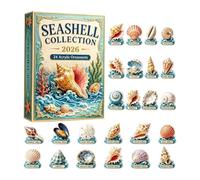 Christmas Seashell Advent Calendars 2026, 2D Acrylic Seashell Ornaments | 24 Days Countdown Calendar Christmas Tree Ornaments for Home Office Window Mantel