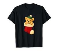 Christmas Season Red Stocking with Teddy Bear Holiday T-Shirt