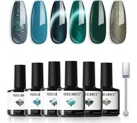 Christmas Semi-Permanent Nail Polish, 6 Colours Uv Gel Polish Semi-Permanent Glitter Green Blue Cat Eyes, Soak Off Uv/Led Uv Gel Polish For Gel Nail Polish Salon Manicure Diy