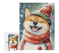 Christmas Shiba Inu Dog Art Print-2 Puzzle 1000 Pièces Educa Jouet en Bois Cadeau Unique Décoration Intérieure Jeu Éducatif Challenge Toy Adultes Et Enfants À Partir De 14 Ans 500 PCS