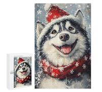 Christmas Siberian Husky Art Print-1 Puzzle 1000 Pièces Educa Jouet en Bois Cadeau Unique Décoration Intérieure Jeu Éducatif Challenge Toy Adultes Et Enfants À Partir De 14 Ans 1000 PCS