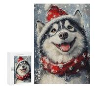 Christmas Siberian Husky Art Print-1 Puzzle 300 Pièces Educa Jouet en Bois Cadeau Unique Décoration Intérieure Jeu Éducatif Challenge Toy Adultes Et Enfants À Partir De 14 Ans 300 PCS