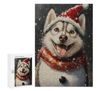 Christmas Siberian Husky Art Print-2 Puzzle 1000 Pièces Educa Jouet en Bois Cadeau Unique Décoration Intérieure Jeu Éducatif Challenge Toy Adultes Et Enfants À Partir De 14 Ans 300 PCS