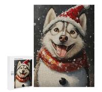 Christmas Siberian Husky Art Print-2 Puzzle 1000 Pièces Educa Jouet en Bois Cadeau Unique Décoration Intérieure Jeu Éducatif Challenge Toy Adultes Et Enfants À Partir De 14 Ans 500 PCS
