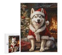 Christmas Siberian Husky Portrait Puzzle 1000 Pièces Educa Jouet en Bois Cadeau Unique Décoration Intérieure Jeu Éducatif Challenge Toy Adultes Et Enfants À Partir De 14 Ans 500 PCS