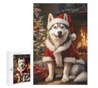 Christmas Siberian Husky Puzzle 1000 Pièces Educa Jouet en Bois Cadeau Unique Décoration Intérieure Jeu Éducatif Challenge Toy Adultes Et Enfants À Partir De 14 Ans 1000 PCS