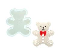 Christmas Silicone Molds, 3.35x3.46x1.1 inches Candy Gingerbread Bear Moulds for Baking, Easy Release Craft Tray with Non Stick, Multi Use for Wax Cupcake Chocolate Resin Candle Fondant Soap
