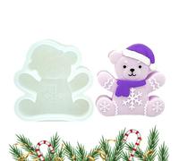 Christmas Silicone Molds, Gingerbread Bear Candle Moulds, Easy Release Craft Mold, Reusable Holiday Baking Molder for Wax, Chocolate, Resin, Fondant, Soap Making, Decoration Tool, 3.35x3.46x1.1 Inches