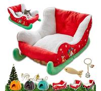 Christmas Sleigh Dog Bed - Plush | Pet Sofa | Cat Bed For Holiday Comfort, Resting, with Non-Slip Base, Santa Festive Decoration, Small And Medium Dogs, Cats, Winter Warmth Home Use (Style2)