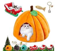 Christmas Sleigh Dog Bed - Plush | Pet Sofa | Cat Bed For Holiday Comfort, Resting, with Non-Slip Base, Santa Festive Decoration, Small And Medium Dogs, Cats, Winter Warmth Home Use (Style6-S)