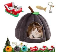 Christmas Sleigh Dog Bed - Plush | Pet Sofa | Cat Bed For Holiday Comfort, Resting, with Non-Slip Base, Santa Festive Decoration, Small And Medium Dogs, Cats, Winter Warmth Home Use (Style4-M)