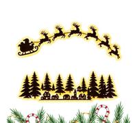 Christmas Sleigh Sign, Rustic Wooden Reindeer Wall Decor, 150x14cm | Warm Holiday Glow Lightweight Timber Build Whimsical Seasonal Style Effortless Installation Room Atmosphere