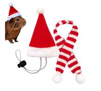 Christmas Small Animal Costume Hat - Pig Santa Hat | Pet Chicken Hats Scarf Set, Mini Santa Adjustable Straps For Hen Duck Hamster Guinée Pig Parrot Cosplay Costume