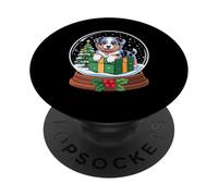 Christmas Snow Globe Australian Shepherd X-Mas Aussie Dog PopSockets PopGrip Adhésif