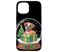 Christmas Snow Globe Boxer Dog X-Mas Tree Coque pour iPhone 15