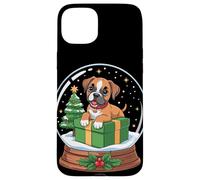 Christmas Snow Globe Boxer Dog X-Mas Tree Coque pour iPhone 15 Plus