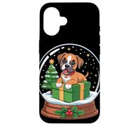 Christmas Snow Globe Boxer Dog X-Mas Tree Coque pour iPhone 16