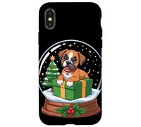 Christmas Snow Globe Boxer Dog X-Mas Tree Coque pour iPhone X/XS