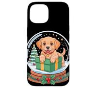 Christmas Snow Globe Golden Retriever X-Mas Tree GR Dog Coque pour iPhone 15