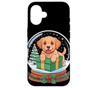 Christmas Snow Globe Golden Retriever X-Mas Tree GR Dog Coque pour iPhone 16